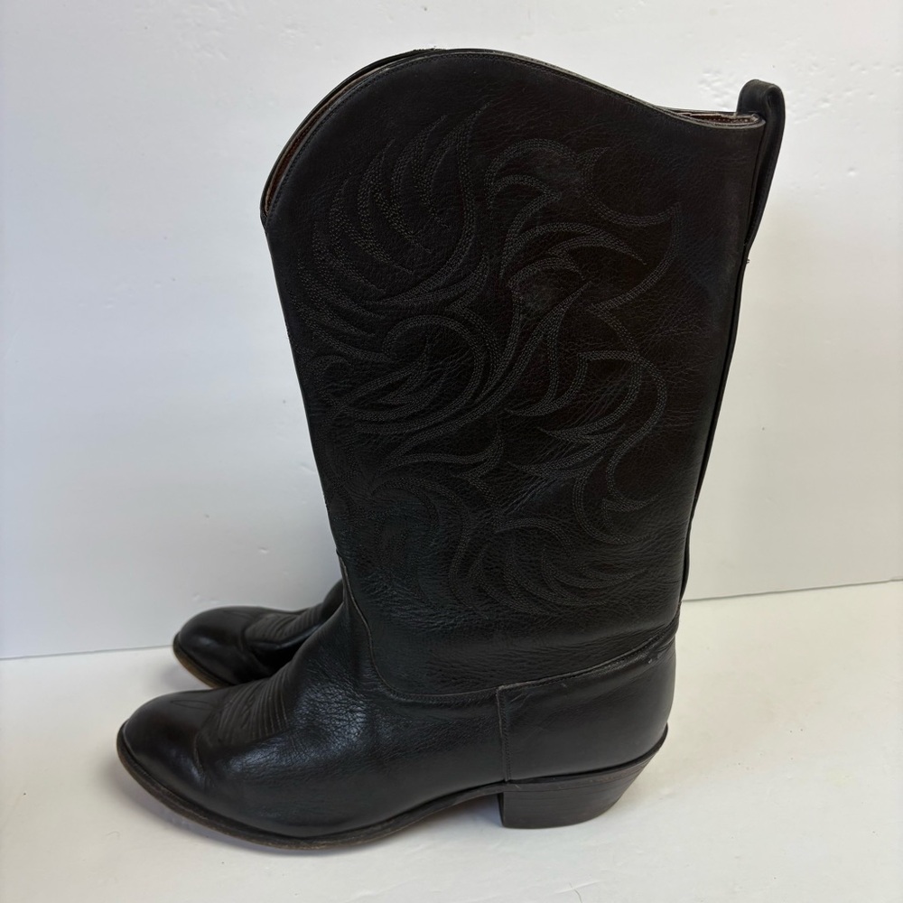 Tony Lama Black Western Cowboy Leather Boots Women’s size 9B C7 371 Pointed Toe